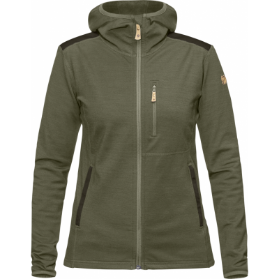 Fjällräven Women's Keb Fleece Hoodie Laurel Green/Deep Forest