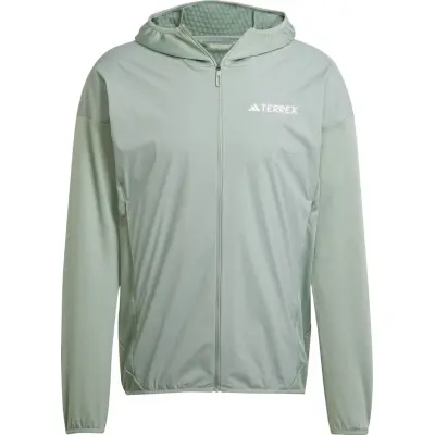 Adidas Men's Terrex Xperior Climawarm+ Wind Light Fleece Hooded Jacket Silver Green