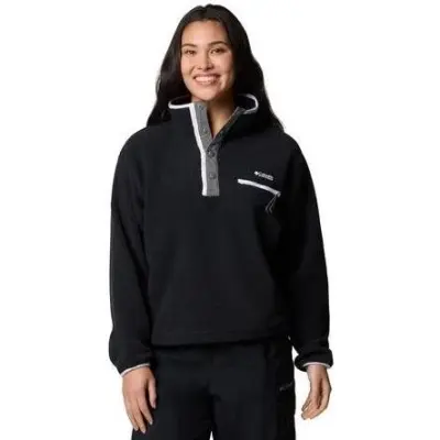 Columbia W Helvetia II Cropped Half Snap Fleece Black Black L