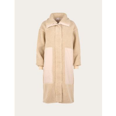 KnowledgeCotton Apparel High Neck Zip Teddy - Grs/Vegan Sand