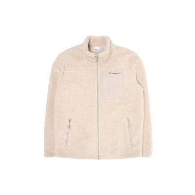 KnowledgeCotton Apparel Teddy Fleece Zip Sweat - Grs/Vegan Sand