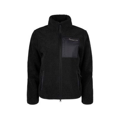 KnowledgeCotton Apparel Teddy High Neck Zip Jacket - Grs/Vegan Black Jet