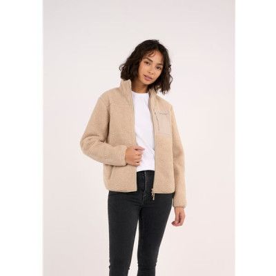 KnowledgeCotton Apparel Teddy High Neck ZipJacket - Grs/Vegan Sand
