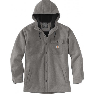 Carhartt Men's Rain Defender Relaxed Fit Heavyweight Hooded Shirt Jacket Black Heather