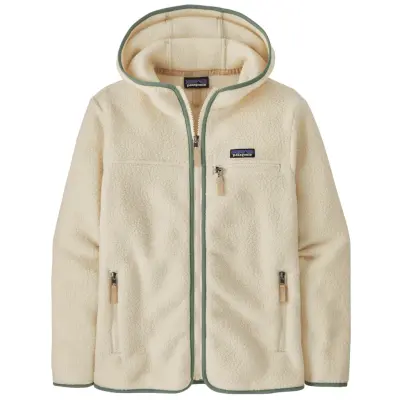 Patagonia W's Retro Pile Hoody Natural W/Ellwood Green
