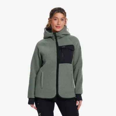Sherpa Hoodie Dam Balsam Green, Storlek:S
