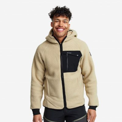 Sherpa Hoodie Herr Beige Khaki, Storlek:S