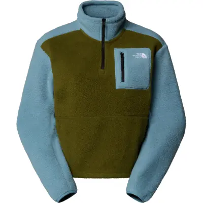 The North Face Women's Yumiori 1/4 Zip Fleece Jacket Forest Olive/Shallow Blue/TNF Black