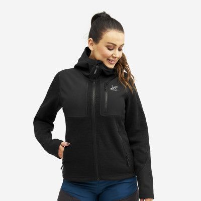 Wander Pro Wool Hoodie Dam Charcoal Black, Storlek:2XL