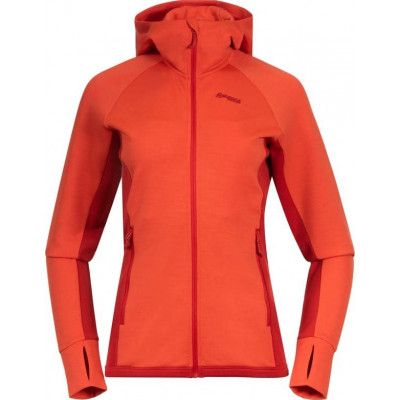 Bergans Women's Cecilie Wool Hood Jacket Energy Red/Red Leaf
