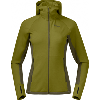 Bergans Women's Cecilie Wool Hood Jacket Trail Green/Dark Olive Green