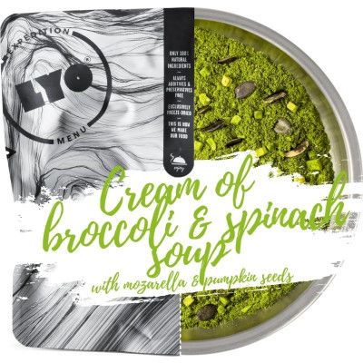 Cream Of Broccoli And Spinach Soup With Mozarella And Pumpkin Seeds