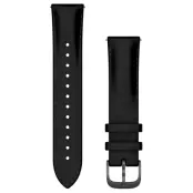 Garmin Armband med snabbfäste (20 mm). Svart läder med borstade skiffergrå de