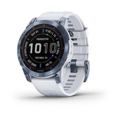 Garmin Fenix 7 Sapphire Solar, Mineral Blue Ti W/Whitestone Band