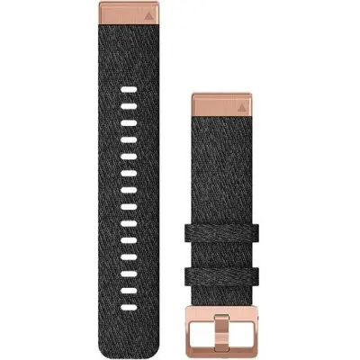 Garmin QuickFit 20 mm Armband Hthr Black Nylon with Rose Gold