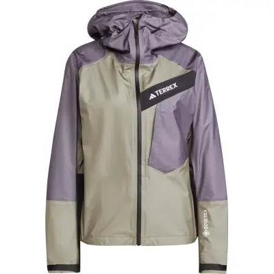 Adidas Women's Terrex Techrock Light GORE-TEX Active Rain Jacket Olive Strata/Aurora Black