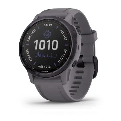 Garmin Fenix 6 Pro Solar Amethystfärgat stål med ljust skiffergrått armband