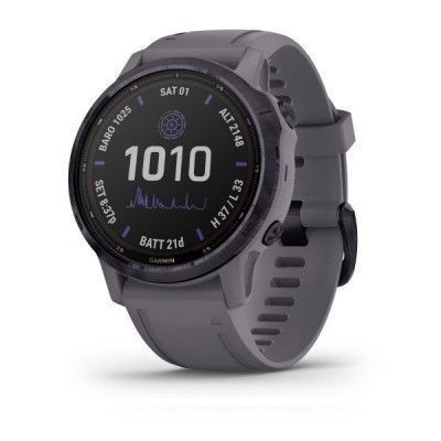 Garmin Fenix 6 Pro Solar AmethystfÃ¤rgat stÃ¥l med ljust skiffergrÃ¥tt armband