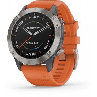 Garmin Fenix 6 Sapphire Titan med Orange Band