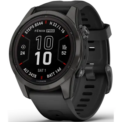 Garmin Fenix 7S Pro Sapphire Solar Carbon Grey DLC Titanium with Black Band