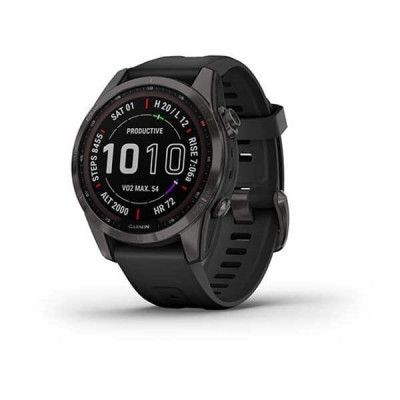Garmin Fenix 7S Sapphire Solar, Carbon Gray Dlc W/ Black Band