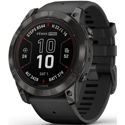 Garmin Fenix 7X Pro Sapphire Solar Carbon Grey DLC Titanium with Black Band