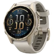 Garmin Fenix 8 43mm AMOLED Sapphire Soft Gold with Fog Gray Dark Sandstone Silicone Band