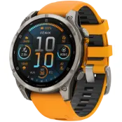 Garmin Fenix 8 47mm AMOLED Sapphire Titanium with Spark Orange Graphite Silicone Band