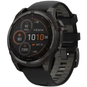 Garmin Fenix 8 47mm Sapphire Solar Carbon Gray DLC Titanium with Black Pebble Gray Silicone