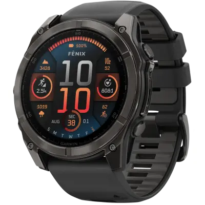 Garmin Fenix 8 51mm AMOLED Sapphire Carbon Gray DLC Titanium with Black Pebble Gray Silicone