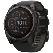 Garmin Fenix 8 51mm Sapphire Solar Carbon Gray DLC Titanium with Black Pebble Gray Silicone