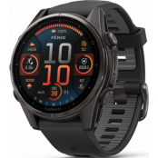 Garmin Fenix 8 Amoled 43mm, Sapphire Carbon Gray DLC Titanium - Black/Pebble Grey Silicone Strap