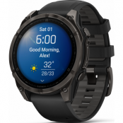 Garmin Fenix 8 Amoled 47mm, Sapphire Carbon Gray DLC Titanium - Black/Pebble Grey Silicone Strap