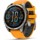 Garmin Fenix 8 Amoled 47mm, Sapphire Titanium - Spark Orange/Graphite Silicone Strap