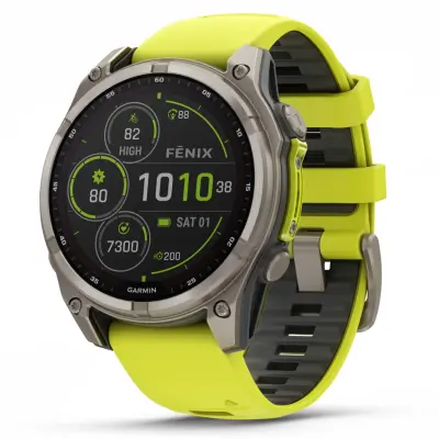 Garmin Fenix 8 SOLAR 47mm Sapphire Solar Bare Titanium / Graphite Amp Yellow