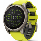 Garmin Fenix 8 Solar 47mm, Sapphire Solar Titanium - Amp Yellow/Graphite Silicone Strap