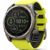 Garmin Fenix 8 Solar 51mm, Sapphire Solar Titanium - Amp Yellow/Graphite Silicone Strap