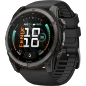 Garmin Fenix 9 51mm Dlc Smartwatch Carbon Gray Dlc Titanium With Black Silicone Band