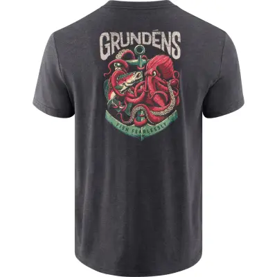 Grundéns Men's Octo-Trout SS T-Shirt Heather Charcoal