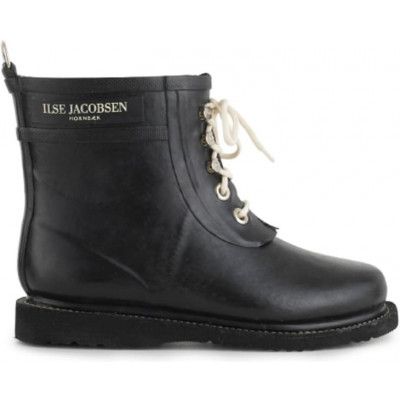 Ilse Jacobsen Women's Short Laced Rubberboot Black