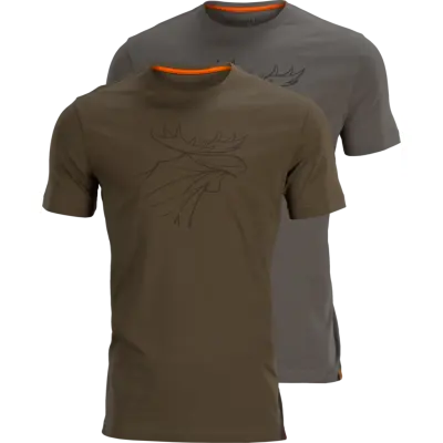 Härkila Graphic T-shirt 2-pack Brown Granite/Phantom