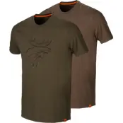 Härkila Graphic T-Shirt 2-Pack Willow Green/Slate Brown