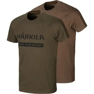 Härkila Logo T-Shirt 2-Pack Willow Green/Slate Brown