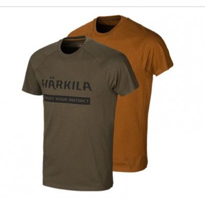 Härkila T-Shirt Logo 2-pack Willow Green/Rustique Clay