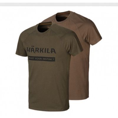 Härkila T-Shirt Logo 2-pack Willow Green/Slate/Brown