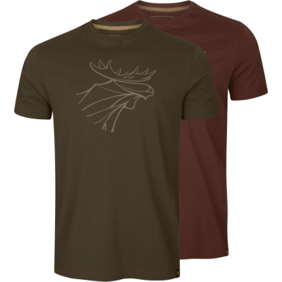 Härkila Men's Härkila Graphic T-shirt 2-pack Willow Green/Burgundy