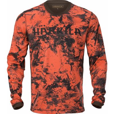 Härkila Men's Wildboar Pro L/S T-shirt Axis Msp Orange Blaze/Shadow Brown