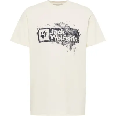 Jack Wolfskin Men's Brand Tee Wood Cotton White