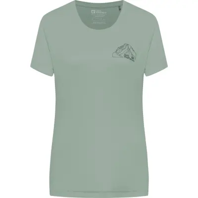 Jack Wolfskin Women's Peak Graphic T New Mountain Green Zinnia