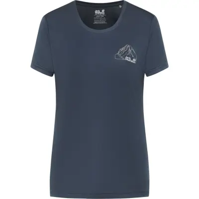 Jack Wolfskin Women's Peak Graphic T New Mountain Midnight Sky